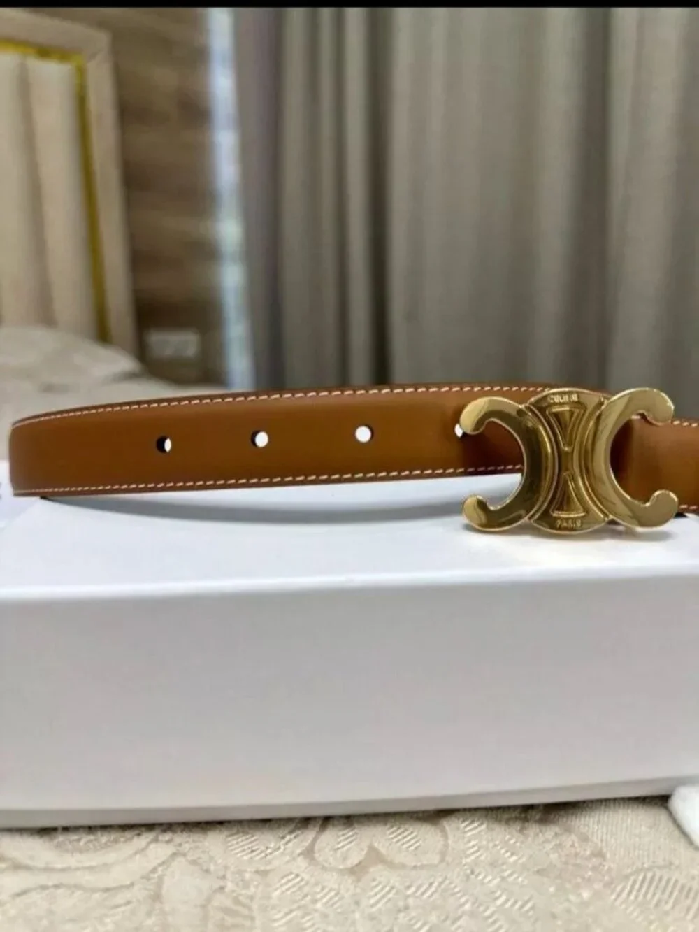 CELINE Women's Tan and Brown Belt - Picture 7 of 7